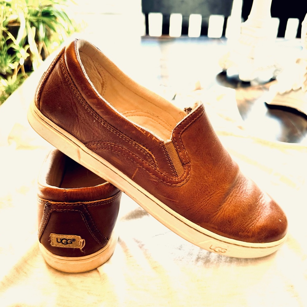 UGG Loafers, gently used but some scratches and discoloration from wear.
